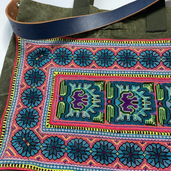 NEW $350 FREE PEOPLE TRICIA FIX EMBROIDERED MILITARY BAG FESTIVAL TOTE - Picture 4 of 6